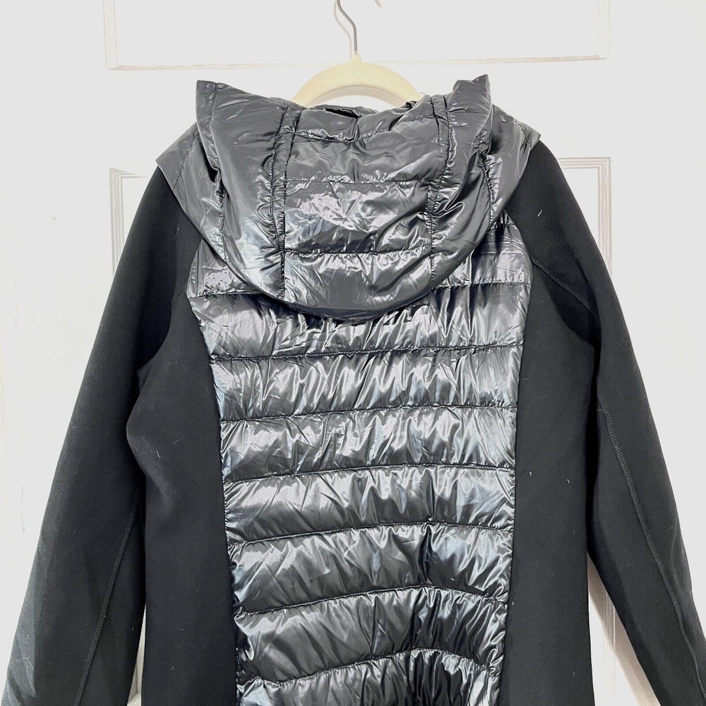 Calvin Klein Down Jacket Women Large Stretch Feather Panels Hooded Winter Parka - Picture 5 of 15